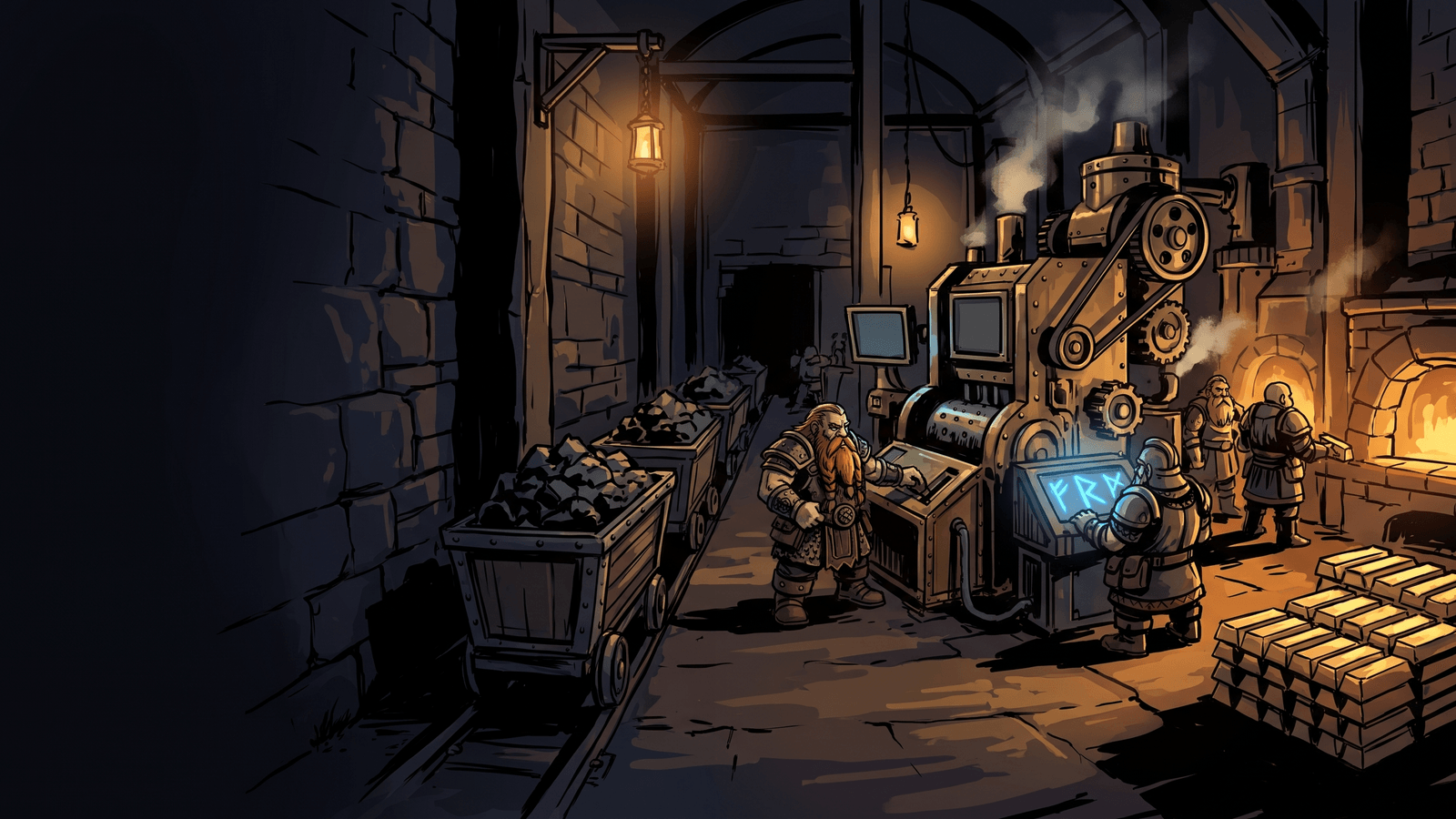 A packed sprite atlas sheet of dwarf units and buildings on a transparent chequerboard