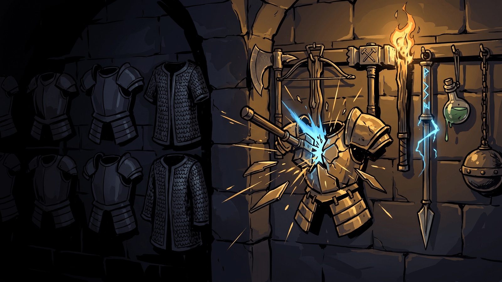A line of crossbowmen firing into light-armoured archers while their bolts glance off a dwarf shield wall behind